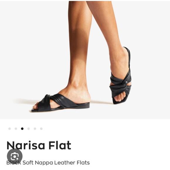 Jimmy Choo Black Leather Open Toe Slide Sandal Flat Size 36.5 - Picture 2 of 13